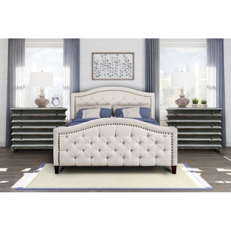 Petersfield tufted store upholstered platform bed